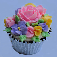 Flower Garden Cupcake filled with butter cream flowers