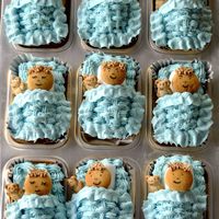 It's A Boy Little cakes covered in a butter cream blanket for a baby shower.It was a boy!!!