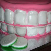 Dentures Close-up of dentures cake: My first fully fondant-covered cake.