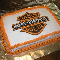 Harley Birthday Cake My friend LOVES Harleys! For one of my first cakes, I had to come up with a way to get Harley done with icing, and this was what I decided...