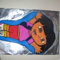 Dora Cake Not bad for my first time!?! Once I got the background completed everything else was smooth sailing from there. I was in the kitchen pretty...