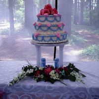 My First Wedding Cake Well this is my first wedding cake which I did pro bono for friends. It was quite a humid day and I set the cake up at 1pm. At 5pm they...