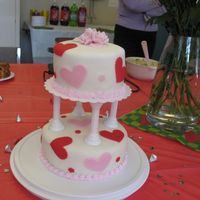 Valentine Cake - Side View This was my final cake for my Wilton III class. I love fondant! Perfect timing for Valentine's day. The cake is chocolate with vanilla...