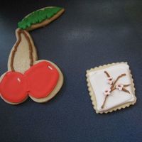 Cherries Party was cherry themed. The cherry cookies were huge, so I did some with cherry blossoms too NFSC w/ RI