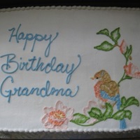 Embroidered Birds One of two cakes I did for a birthday. All buttercream