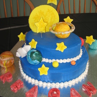 Outer Space Cake BC with MMF planets and decorations.
