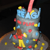 Rock Climbing Wall Cake BC and MMF Decorations. Rocks at the bottom are chocolates.