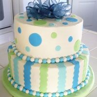 Baby Shower Iced in BC with fondant accents. Bow is real ribbon. I cheated due to lack of time. :)