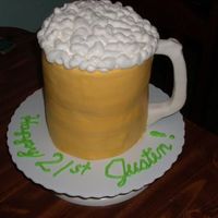 Beermug.jpg A beer mug I made for a young man's 21st birthday. All buttercream except the handle (made from molded fondant).