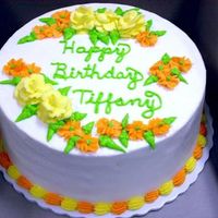 Birthday Cake A birthday cake for one of my coworkers. I was a 10 inch white cake with all buttercream icing.