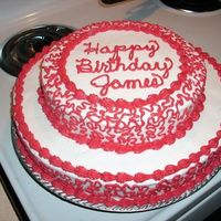 Jamesbday.jpg This was a quickie I did for a close friend's boyfriend. All buttercream icing. First time trying the lace look.