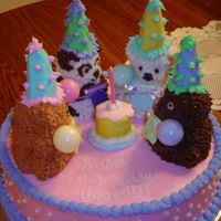 Bear's Birthday Party This cake was done for a little girl's first birthday.