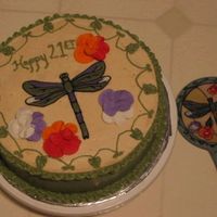 Dragonfly 21st Birthday cake for a friends daughter. Her daughter loves dragonflies. She brought in a flowerpot decoration spike that her daughter...