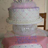 Princess Birthday Cake Princess birthday cake with b/c icing. Used the diamond impression mat, and fluted bowl (stuffed with ribbons and tulle). Tiara was...