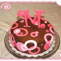 Cakes_021.jpg Chocolate Buttercream and fondant circles. I used melted/colored white chocolate to make the 'M' on the top