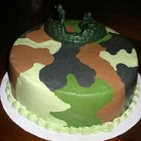 Green Camo Customer wanted three separate camo cakes for her son's B'day party..pink one for the girls attending, green camo and desert camo...