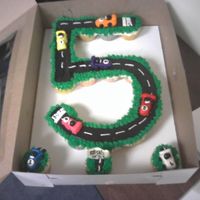 #5 Racetrack Cupcake Cake Made for my son's class party. Since his bday is in July his teacher wanted to celebrate his bday before summer break. This was short...