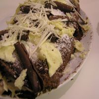 Chocolate Rulade With Chestnut Filling And Chocolate Curls no occasion just for fun for my familyI'm not good at making chocolate curls as you can see - but practise makes perfect, right?;) I&#...