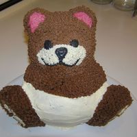 Teddy Bear In Diapers MY FIRST 3D cake EVER! I made it for my sister in law who just got a babyboy.The cake is egg-yolk cake with improvised banana-creamchease...