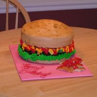 Hamburger My 1st Hamburger cake! I had such a good time making this cake...afterwards I kinda wanted to go out and grab a burger for dinner!