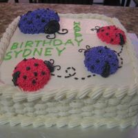 Ladybug Cake I made this cake for my daugther's 2nd birthday to match her theme. The cakes has pink and purple ladybugs, the color didn't turn...