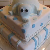 Blue Elephant Cake Made for a christening :-)The elephant is made with the wilton sportsballpan