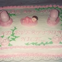 Baby Girl the cake read.. sugar and spice and everything nice, hard to see all the words in this pic