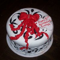 Gift Box I've been dying to try the cut out technique, so this is a , bakery bought cake, doctored up with fondant overlay and then my free...