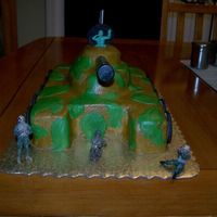 Army Tank Cake Buttercream icing over a white/funfetti cake. Made for my son's birthday whowho loves army. Super fun to make!