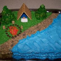 Camp Out I made this cake for my son who was leaving for science camp. All the "decorations" are edible. The trees were made from frosted...