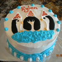 Italian Meringue Penguin cake with Meringue frosting.