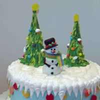 Snowman Cake Buttercream covered cake with fondant and gp accents