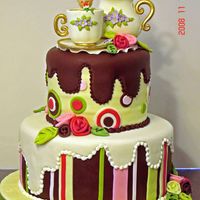 Tea Party This is the final pic of the series of tea party / baby shower. Bottom tier was chocolate cake with hazelnut cream; top was white with rose...