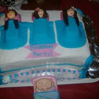 Girl's Sleepover Party. This was a cake I tried to make in shape of a pillow.(This was my 1st attempt at this shape)I tried my best to make the girls with the same...