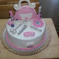 Girls Make-Up Theme This was for a 7 yr old having a nail/make-up party theme. Cake is covered in buttercreme and the rest is in bubble-gum flavored fondant. I...