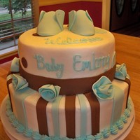 Blue Baby Shoes Shoes and roses made from gumpaste