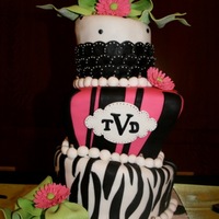 Funky Wedding Cake gumpaste flowers and bows.