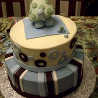 Turtle Baby Baby shower cake for my sister in law who loves turtles. Buttercream with fondant accents and gumpaste turtle.