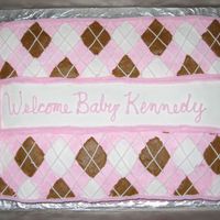 Argyle Baby Shower Cake This was the request for a baby shower - pink & brown argyle pattern to match the baby's room...I used a cookie cutter to make the...