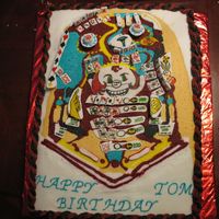 Pinball Machine fondant pieces with buttercream transfer to make pinball machine for a birthday