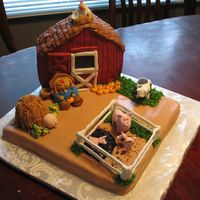 Farm Fair Barn with animals and scarecrow with MMF, entered into fair by daughter which won second prize, thought I would show her great creation of...