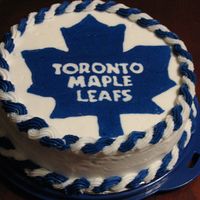 Toronto Maple Leafs Buttercream transfer for a birthday.