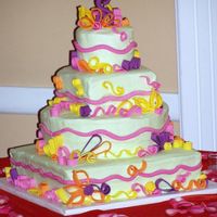 Square And Round Quill Wedding Cake Of course, this one is Collette Peters inspired. The colors did not show up exactly -- the table cloth was bright pink -- it was beautiful...