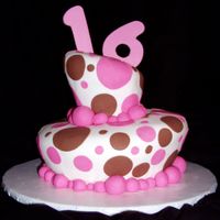 Pink And Brown Sweet-16 Topsy Turvy This was the cake that I mentioned in a previous thread about the birthday girl calling to order her own cake and the mom called and wanted...