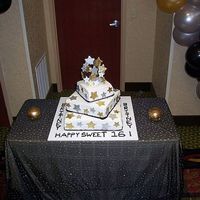 Hollywood Sweet 16 Cake This was my first stacked cake with buttercream. It's had it's faults, but worked. I loved working with the luster dust/...