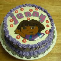 Dora... classic yellow cake with buttercream frosting and dora is a chocolate transfer