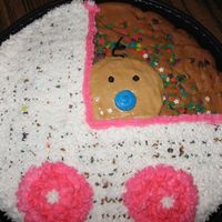 Baby Shower Cookie Cake Two layer cookie cake with picture of baby carriage