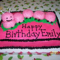 Pink Snowball And Black Catapillar Cake Mother found a catapillar in bright basic color and wanted it in pink and black for the one year old's birthday. We took choc covered...