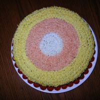 Candy Corn Cake inside is the same as the outside colors