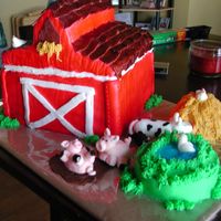 3-D Barn 1st Birthday Barnyard theme, pond smash cake, fondant animals